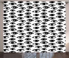 Sketch Style Eyes Curtain