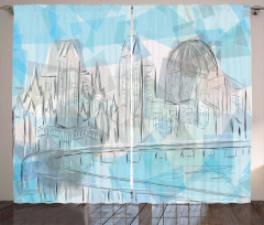 Abstract City Silhouette Curtain