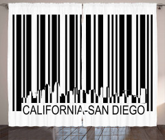 Barcode City Buildings Curtain