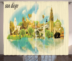 Panoramic USA Watercolor Curtain