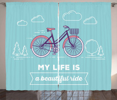 Retro Pastel Bike with Text Curtain