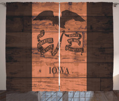 Iowa Flag on Wood Planks Curtain