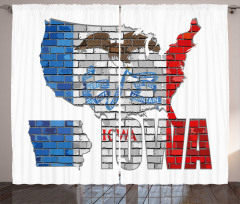 Iowa Map on a Brick Wall Curtain
