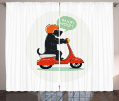 Scooter Ridding Puppies Curtain