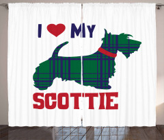 I Heart My Scottie Text Curtain