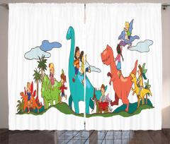 Kids Playing Dinosaurs Curtain