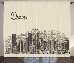 Denver City Skyline Sketch Curtain