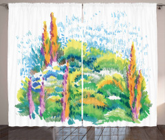 Floral Nature Meadow Trees Curtain