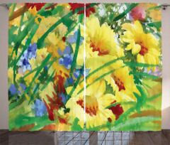 Watercolor Flower Field Curtain