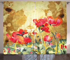 Poppy Blossoms Countryside Curtain