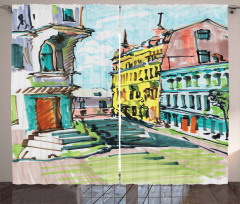 Watercolor Sketch City Curtain