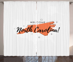 Welcome Sign USA Map Curtain