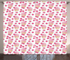 Doodle Style Strawberry Curtain