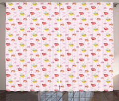 Roses Dots Valentines Day Curtain