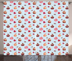 Valentines Lovers Muffins Curtain