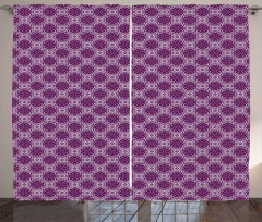 Floral Tiles Purple Tones Curtain
