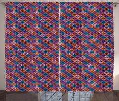 Vintage Simplistic Argyle Curtain