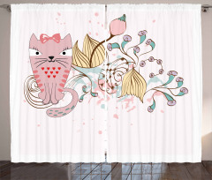 Cartoon House Pet Flowers Curtain