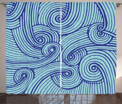 Abstract Spirals Wavy Ocean Curtain