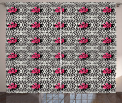 Rhombus Pattern Flowers Curtain