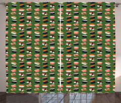 Seafood Rolls on Green Shade Curtain