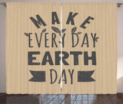 Typographic Words Earth Day Curtain