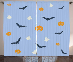 Pumpkins and the Flying Bats Curtain