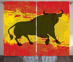 Bull Silhouette on Flag Curtain