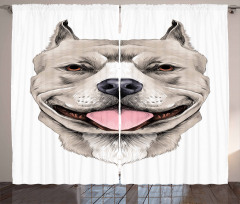 Terrier Realistic Sketch Curtain