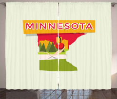 Colorful Doodle State Map Curtain