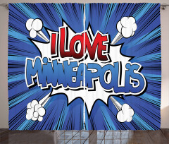 Pop Art Comic Style Love Curtain