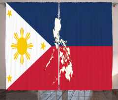 Map and Flag of Country Curtain