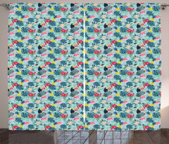 Flamingo Pineapple Toucan Curtain