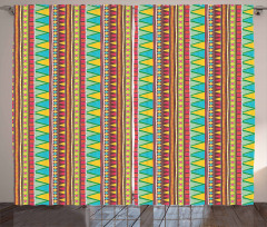 Zigzags Colorful Doodle Art Curtain