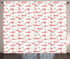 Pastel Forest Animals and Herbs Curtain