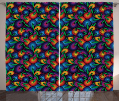 Colorful Spiral Blossoms Curtain