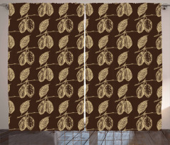 Plant Branches Vintage Style Curtain