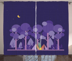 Night at Campsite Scene Curtain