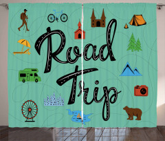 Road Trip Calligraphy with Map Curtain