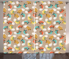 Colorful Sneakers Pattern Curtain