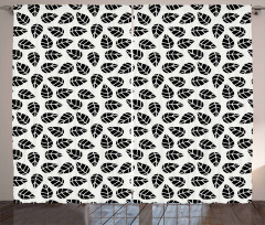 Monochrome Foliage Pattern Curtain