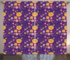 Cartoon Style Flower Blossom Curtain