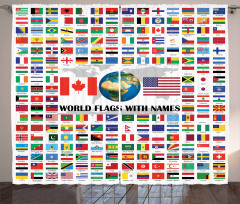World Flags with Names Curtain