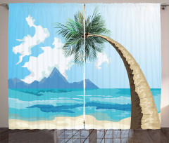 Palm Tree on the Beach Curtain