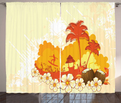 Coconut Cocktails and Palms Curtain
