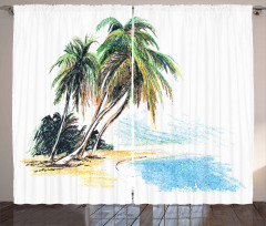Palm Trees Coastal Charm Curtain
