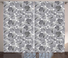 Vintage Grey Poppy Flowers Curtain