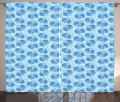 Soft Blue Orchid Blossoms Curtain