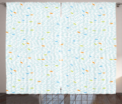 Ocean Waves Curves Design Curtain