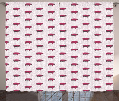 Domestic Swine Pig Sketch Curtain